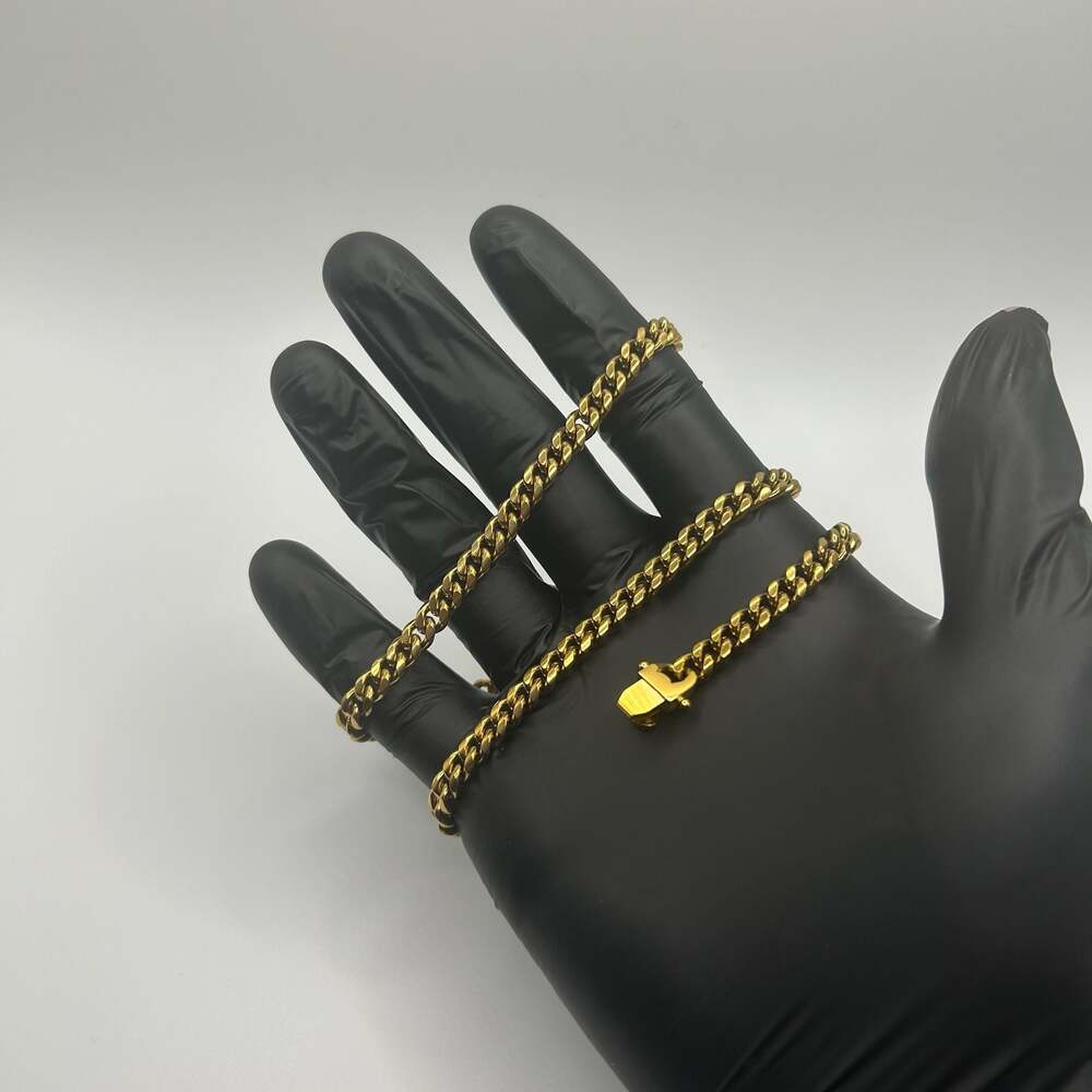 Real 18K Gold Chain 6mm Mini Cuban Necklace 20” Unisex Waterproof New Fast Ship